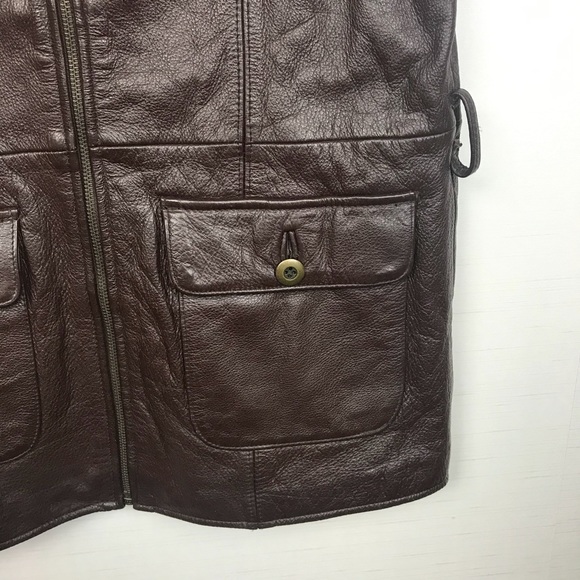 Otello Pelle Leather Full Zip Vest w Pockets - Picture 11 of 13